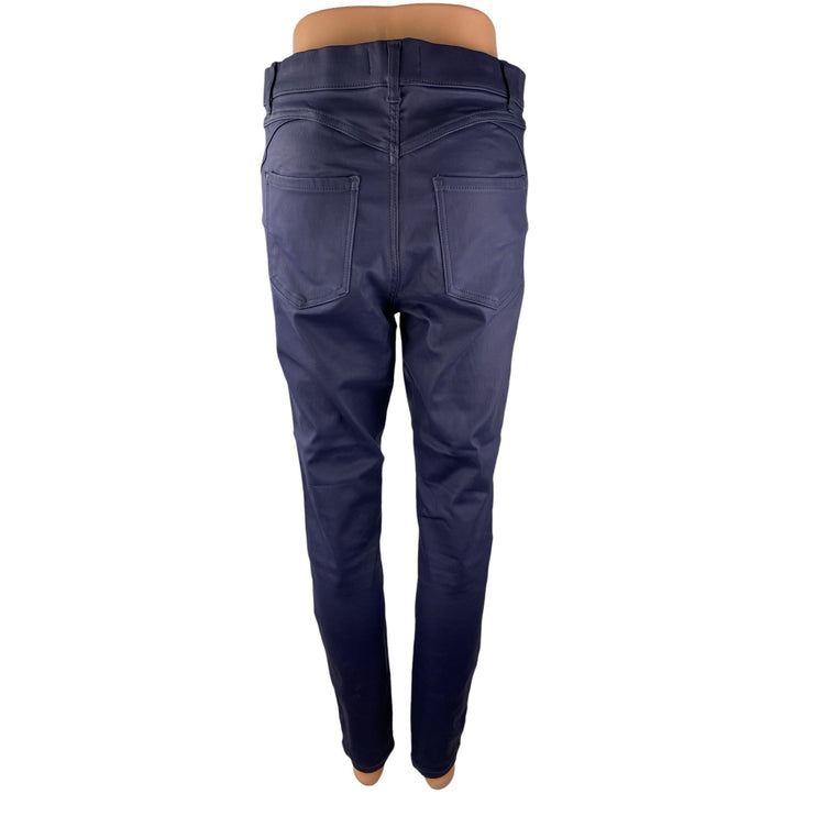 New Look Emilee Blue Coated Vegan Leather High Rise Skinny Jeggings Pants Sz 10
