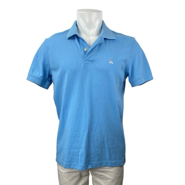 Brooks Brothers Mens Blue Cotton Short Sleeve Slim Performance Polo Shirt Top M