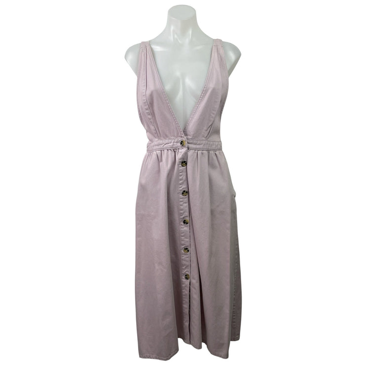 Urban Outfitters Lilac Purple Plunge V Neck Button Down A Line Midi Dress Size S