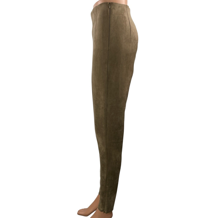 Zara Women's Khaki Brown High Rise Fitted Faux Suede Skinny Legging Pants Size S