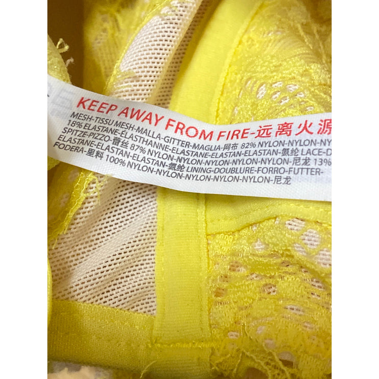 Urban Outfitters Modern Love Yellow Corset Bustier Floral Lace Cami Crop Top M