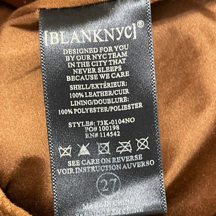 BlankNYC Women's Tan 100% Leather High Waist Pocket Slit Straight Mini Skirt 27