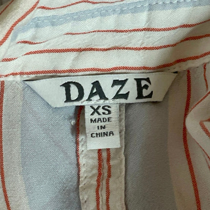 Daze Women's Blue Striped Long Sleeve Tie Back Button Down Shirt Top Size XS