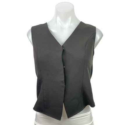Commense Women's Dark Gray V Neck Button Down Sleeveless Vest Shirt Top Size XS