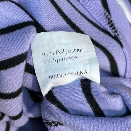 Cider Purple Black Stripe Crew Neck Long Sleeve Casual Crop Tee T-Shirt Top Sz S