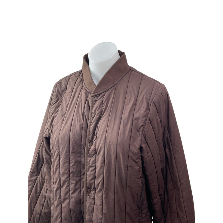 Rains Banja Liner Brown Quilted Long Sleeve Collared Sporty Bomber Coat Jacket S