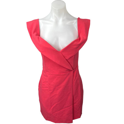 NEW NBD Women's Pink Sleeveless V-Neck Zipper Mini Tank Wrap Sheath Dress Size M