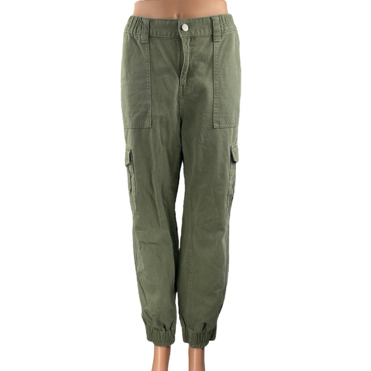 Clockhouse Women's Green High Waisted Tapered Jogger Cargo Pants Size US 8