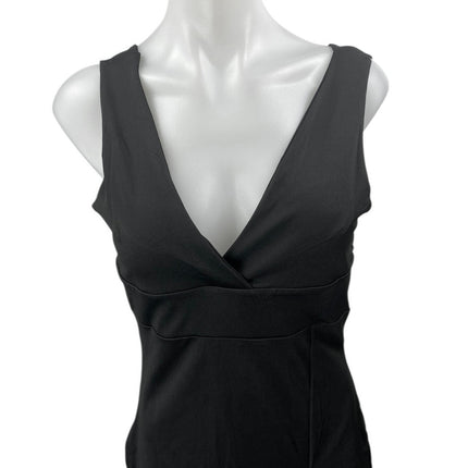 NEW LeBrin Atlier Black Sleeveless Slit Cami Midi Tank Bodycon Sheath Dress Sz 4