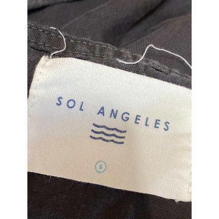 Sol Angeles Women's Gray Sleeveless Wide Leg Denim Overalls Romper Jumpsuit Sz S