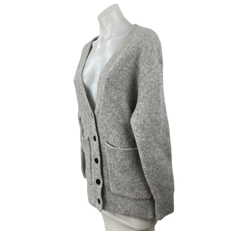 Aritzia Wilfred Dorothy Gray Wool V Neck Long Sleeve Cardigan Sweater Top Sz 2XS