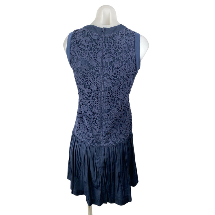 French Connection Navy Blue Floral Lace Sleeveless Drop Waist Tank Mini Dress 0