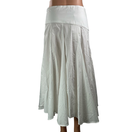 NEW Zara Women's White Pleated Mid Waist Asymmetric A Line Midi Skirt Size S