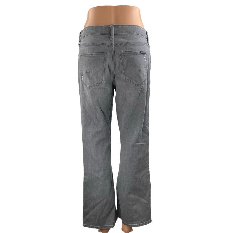 Hudson Women's Gray Mid Rise Distressed Baggy Wide Leg Denim Jeans Pants Size 28
