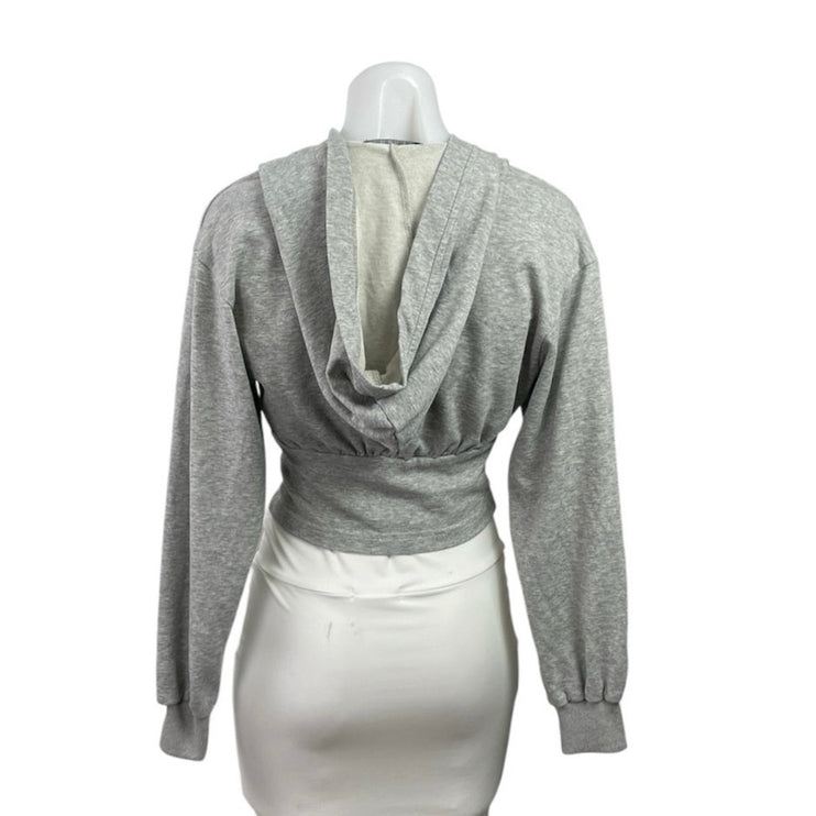 Cider Women's Gray Long Sleeve Zip Hoodie Hooded Corset Sweatshirt Top Size XS