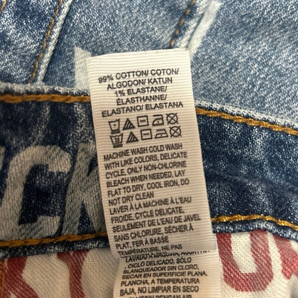 Lucky Brand Women's Blue Logo Print Cut-Off High Rise Denim Jean Shorts Size 26