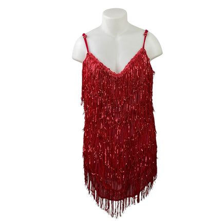 Fashion Nova After Party Red Sleeveless Cami Camisole Sequin Mini Dress Size 2X