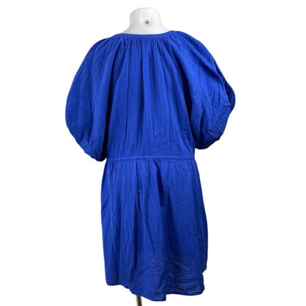 NEW Old Navy Poet Blue Puff Sleeve Mini Peasant Blouson Flare A-Line Dress Sz 4X