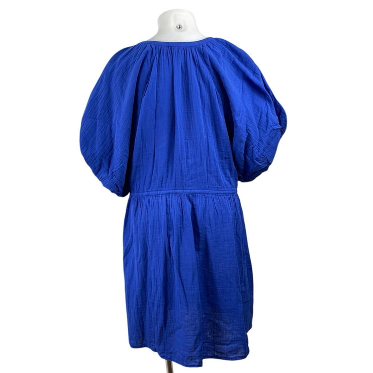 NEW Old Navy Poet Blue Puff Sleeve Mini Peasant Blouson Flare A-Line Dress Sz 4X