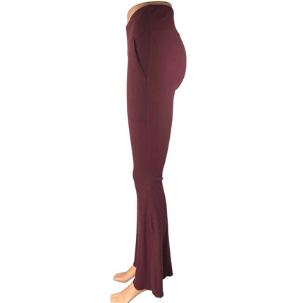 Outdoor Voices Superform Women's Red Maroon Ribbed Knit Bootcut Flared Pants S