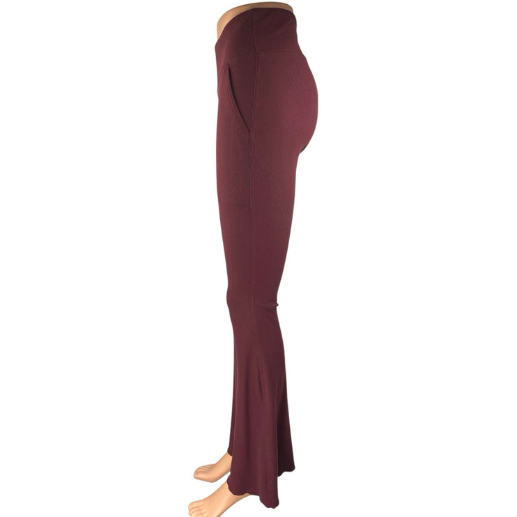 Outdoor Voices Superform Women's Red Maroon Ribbed Knit Bootcut Flared Pants S