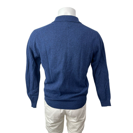 DOC Men's Blue 100% Lambswool Polo Long Sleeve Sweatshirt Sweater Top Size M