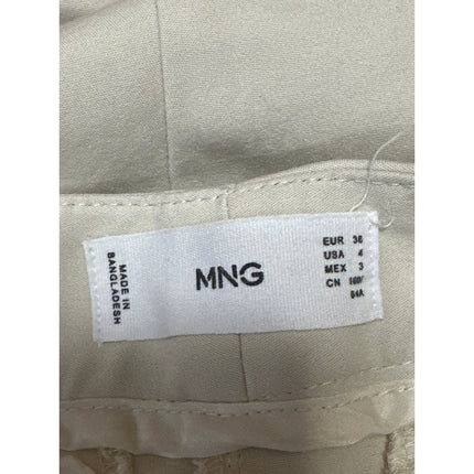 MNG Mango Women's Cream White High Waisted Button Tapered Trousers Pants Size 4