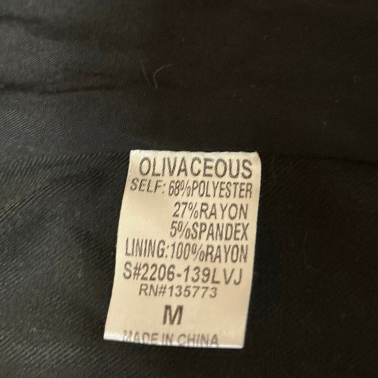 NEW Olivaceous Women's Black Sleeveless V-neck Button Crop Blazer Vest Top Sz M