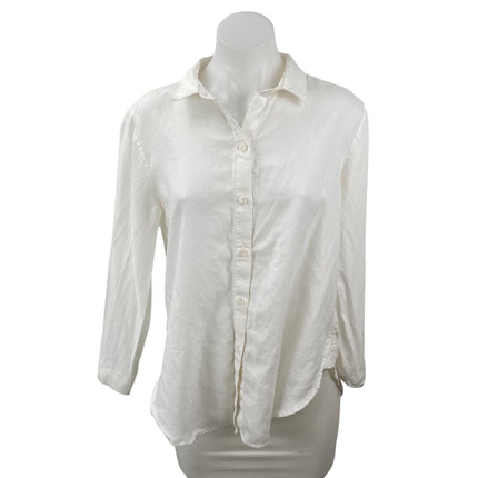 Anthropologie Cloth & Stone Women's White Long Sleeve Button Up Shirt Top Size M