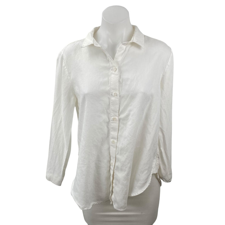 Anthropologie Cloth & Stone Women's White Long Sleeve Button Up Shirt Top Size M