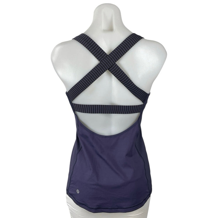 Lululemon Core Kicker Women's Blue Cross Back Wicking Athletic Tank Top Size 8