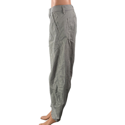 GAP Women's Black White High Rise Striped Relaxed Fit Utility Trouser Pants 26