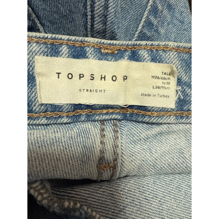 Topshop Women's Blue High Waisted Light Wash Straight Leg Denim Jeans Size 26T