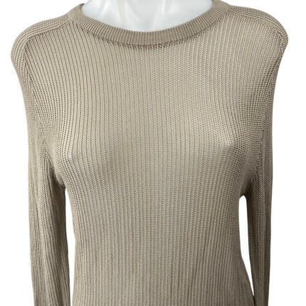 Zara Women's Beige Long Sleeve Round Neck Semi Sheer Pullover Sweater Top Size S