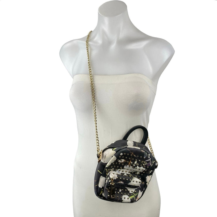 Lionel Women's Black Studded Floral Chain Crossbody Satchel Pouch Handbag OS