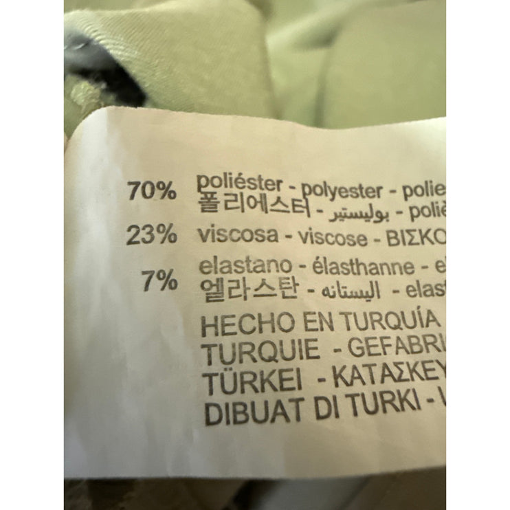 Zara Women's Olive Green Half Sleeve Belted Pockets Button Down Shirt Top Size S