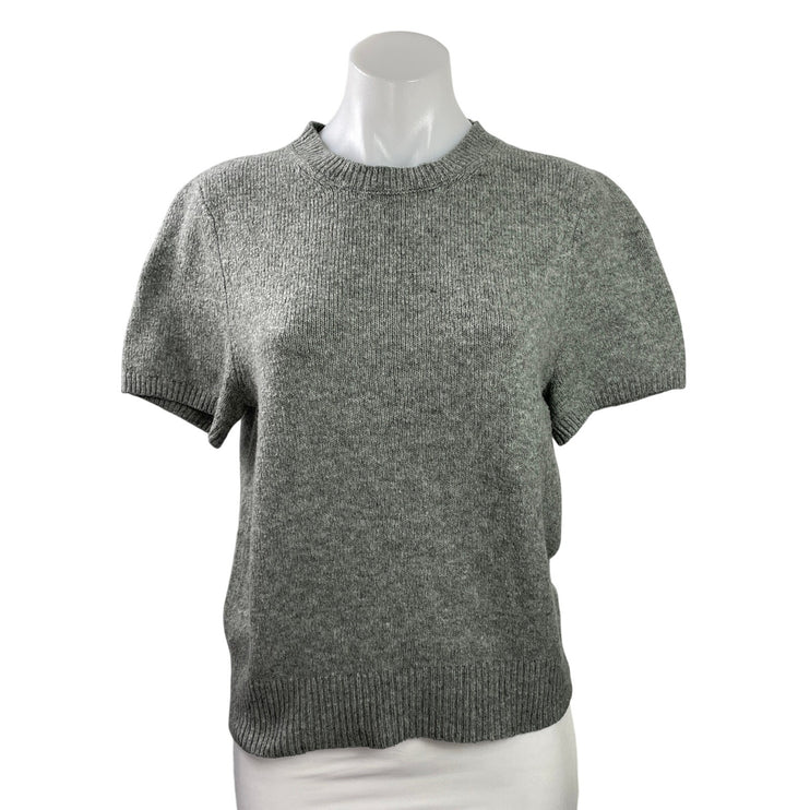 Abercrombie & Fitch Women's Gray Wool Short Sleeve Knit Crewneck Sweater Top M
