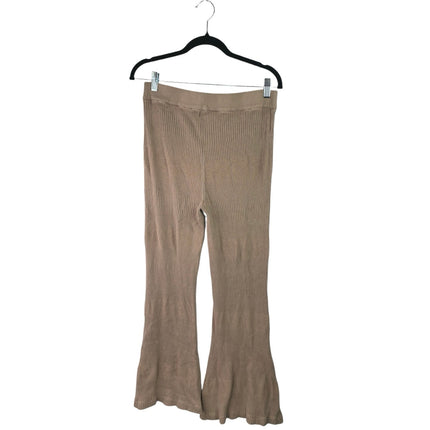 Song Of Style Tan Rib Knit High Waist Flared Bootcut Trousers Leggings Pants XL