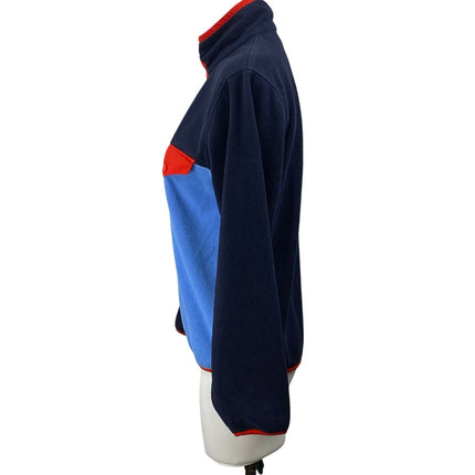 Tory Burch Tory Sport Blue Red Colorblock T-snap Fleece Sweater Jacket Size XS