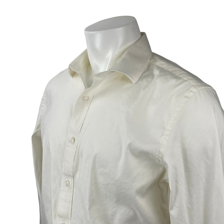 J.Crew Tech Men's White Slim Fit Long Sleeve Career Button Down Shirt Top Size L