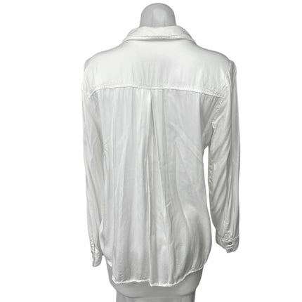 Bella Dahl Women's White Lightweight Long Sleeve Button Down Shirt Top Size L