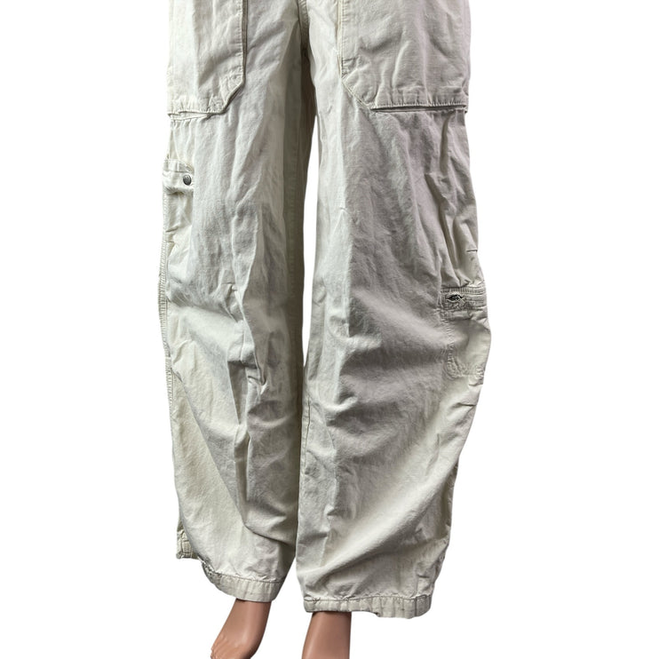 Zara Women's White High Waisted Barrel Baggy Wide Leg Trousers Pants Size 4