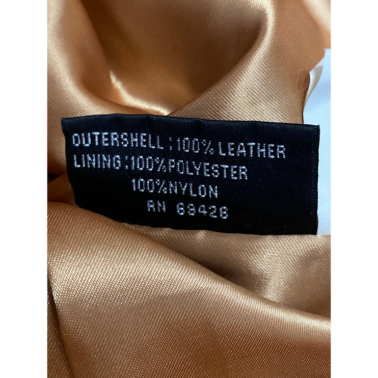 Wilsons 100% Leather Womens Tan Brown Button Down Long Sleeve Coat Jacket Size S