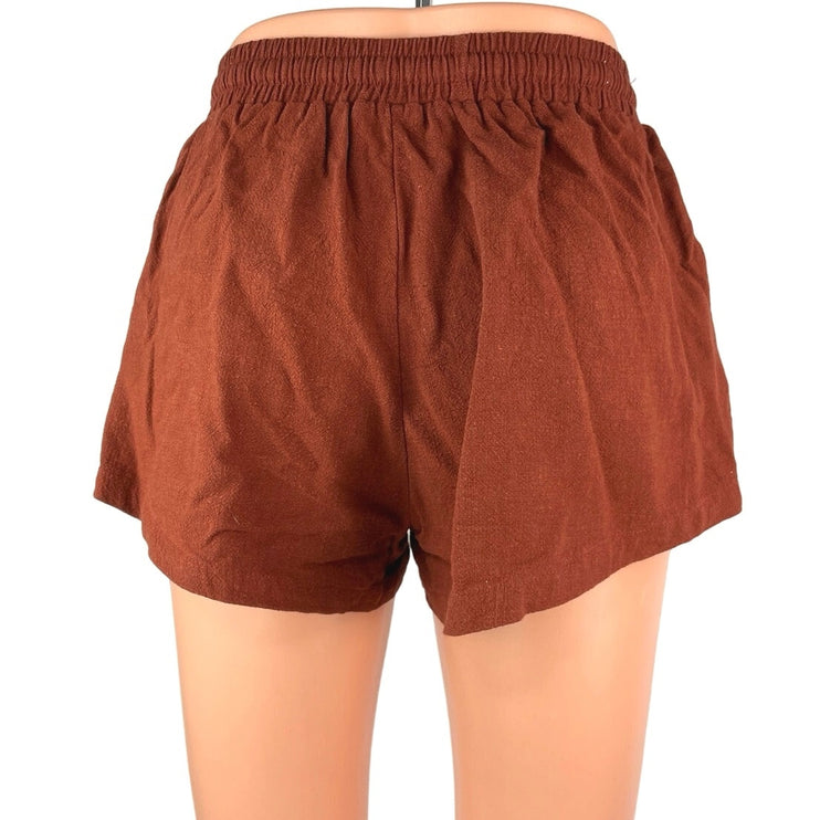 Seven Wonders Brown Linen Beach Lounge High Waisted Relaxed Casual Shorts Size 2