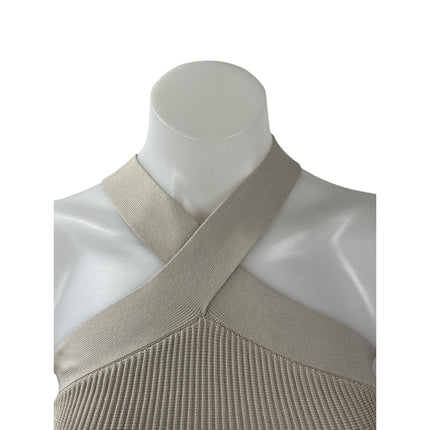 Aritzia Babaton Women's Beige Ribbed Knit Sculpt Sleeveless Crop Top Size XS