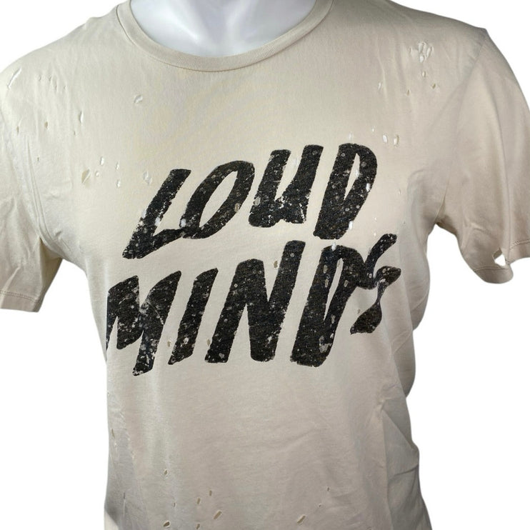 Zara Men's Beige Loud Minds Graphic Print Short Sleeve T Shirt Tee Top Size S