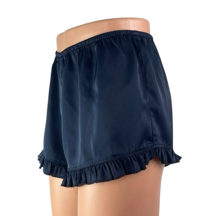 Brandy Melville Poppy Womens Navy Blue Ruffle Hem Elastic Waist Mini Shorts XS/S