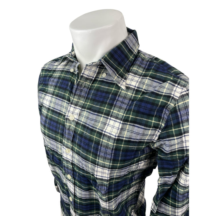 Brooks Brothers Men's Blue Plaid Long Sleeve Flannel Button Down Shirt Top Sz S