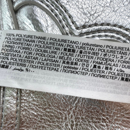 MNG Mango Metallic Silver Faux Leather Vegan Stitch Adjustable Shoulder Bag OS