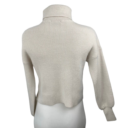 Urban Outfitters Beige Cream Ribbed Knit Turtleneck Long Sleeve Sweater Top XS